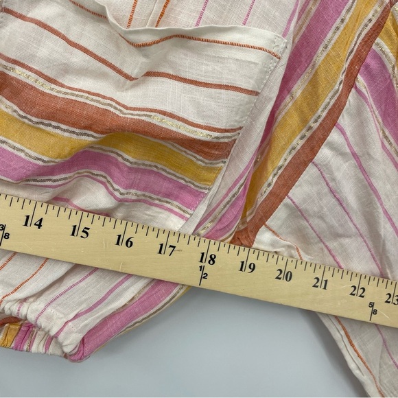 L*SPACE st Lucia Cropped Polo Shirt striped pink orange yellow - Picture 8 of 8